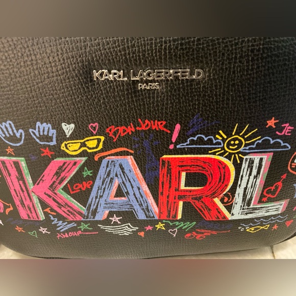 Karl Lagerfeld Handbags - Karl Lagerfeld Black Multicolor Graphic Shoulder Bag